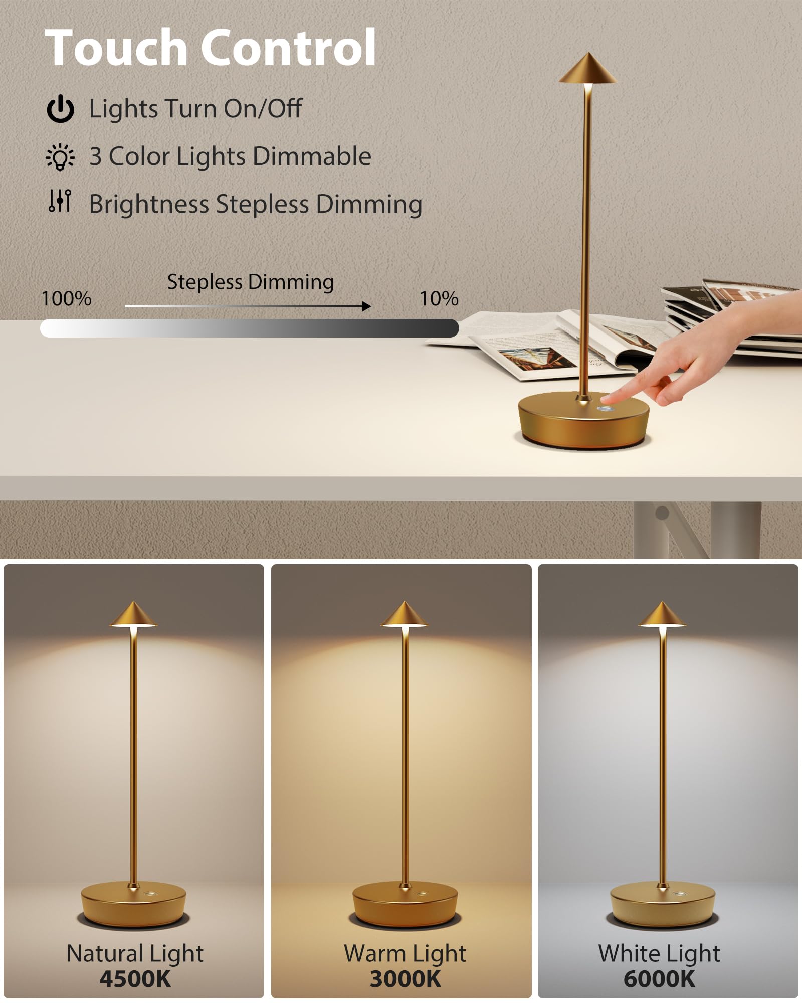 SHANGCAI bronze lamp with touch dimming and memory feature.
