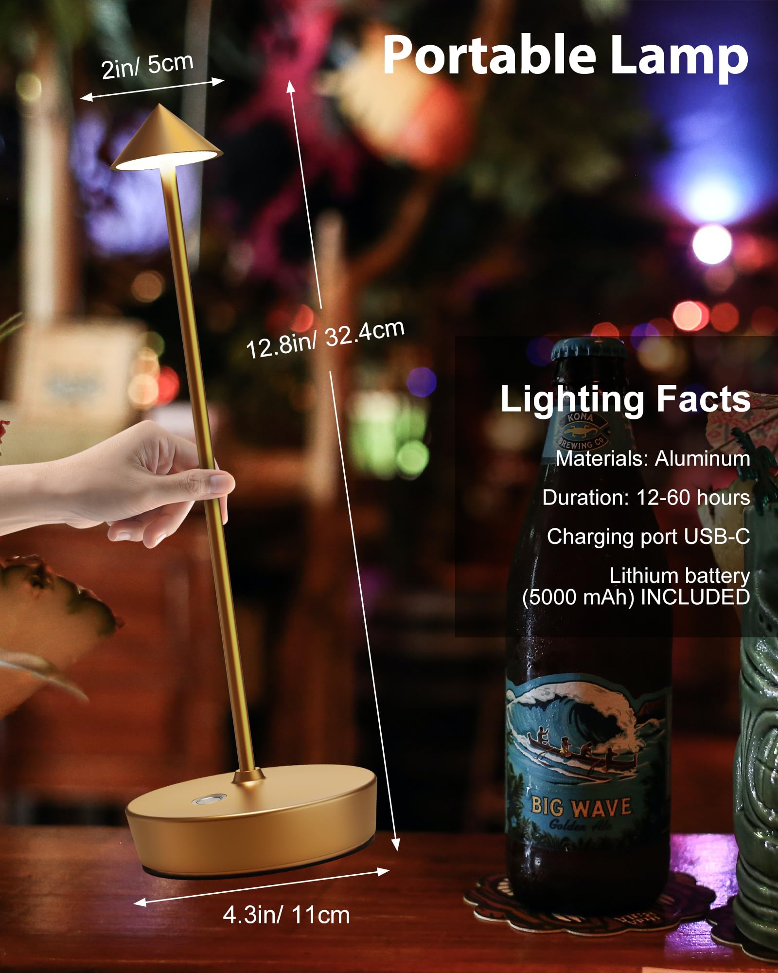 SHANGCAI cordless table lamp IP54 outdoor waterproof design withstands rain