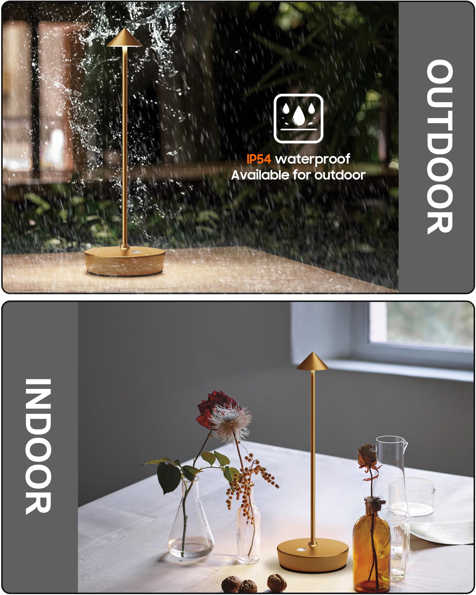 SHANGCAI cordless table lamp USB-C charging keeps lighting ready anywhere