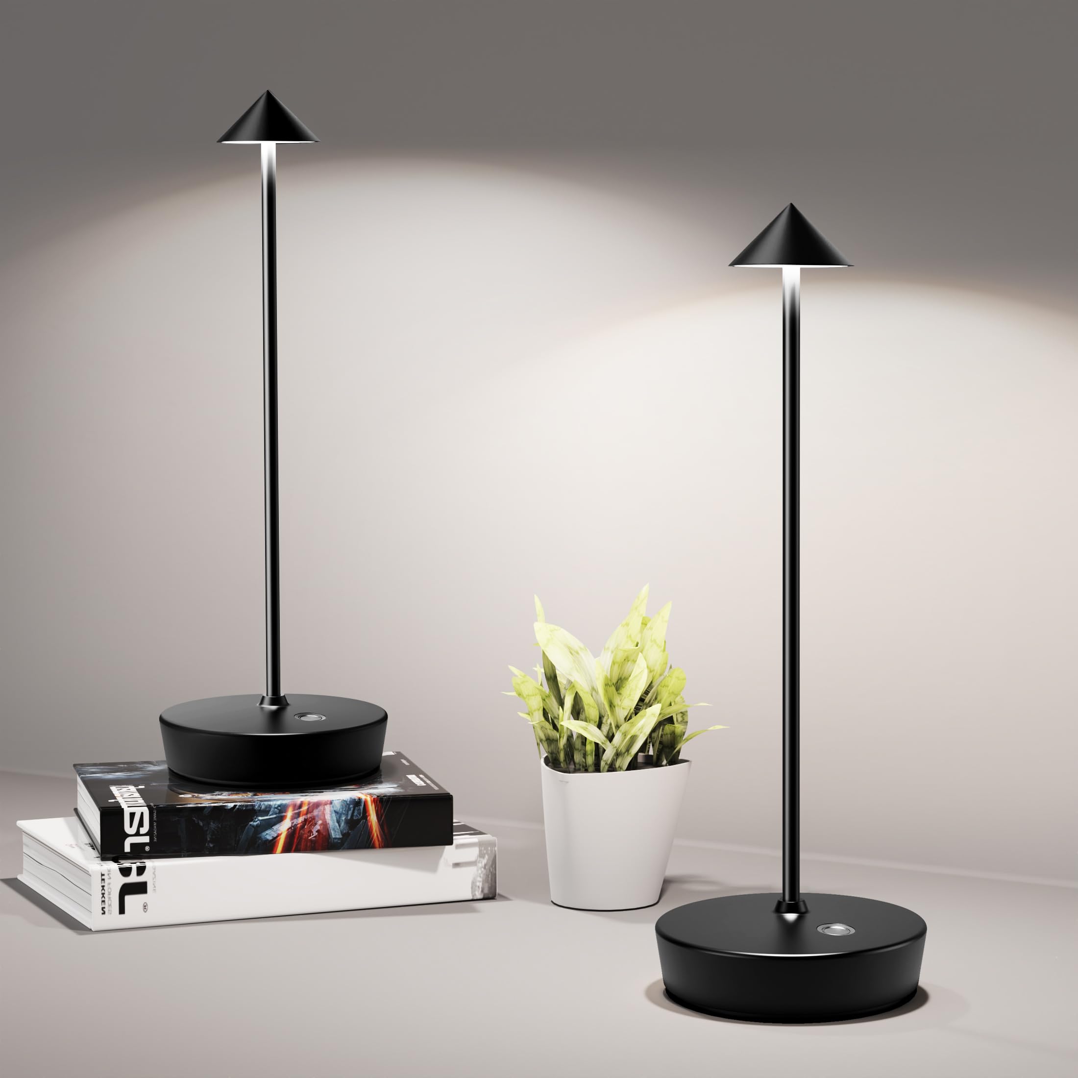 SHANGCAI cordless table lamp set of 2 glows softly for cozy indoor ambiance.
