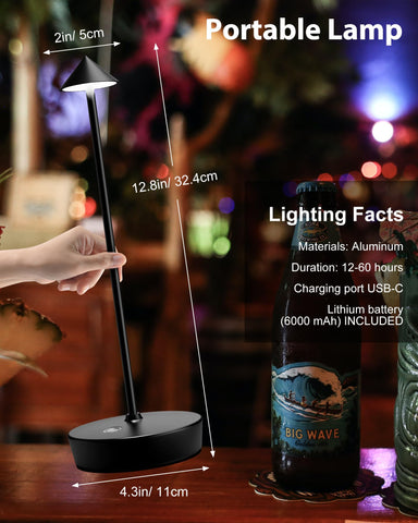 SHANGCAI USB-C rechargeable 6000mAh battery powers hours of light.