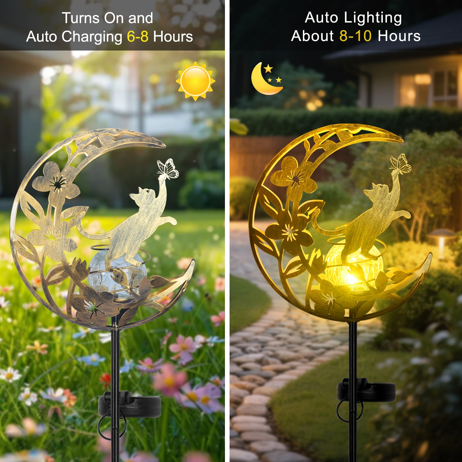 ShangTianFeng solar stake lights for easy yard lighting after dusk.