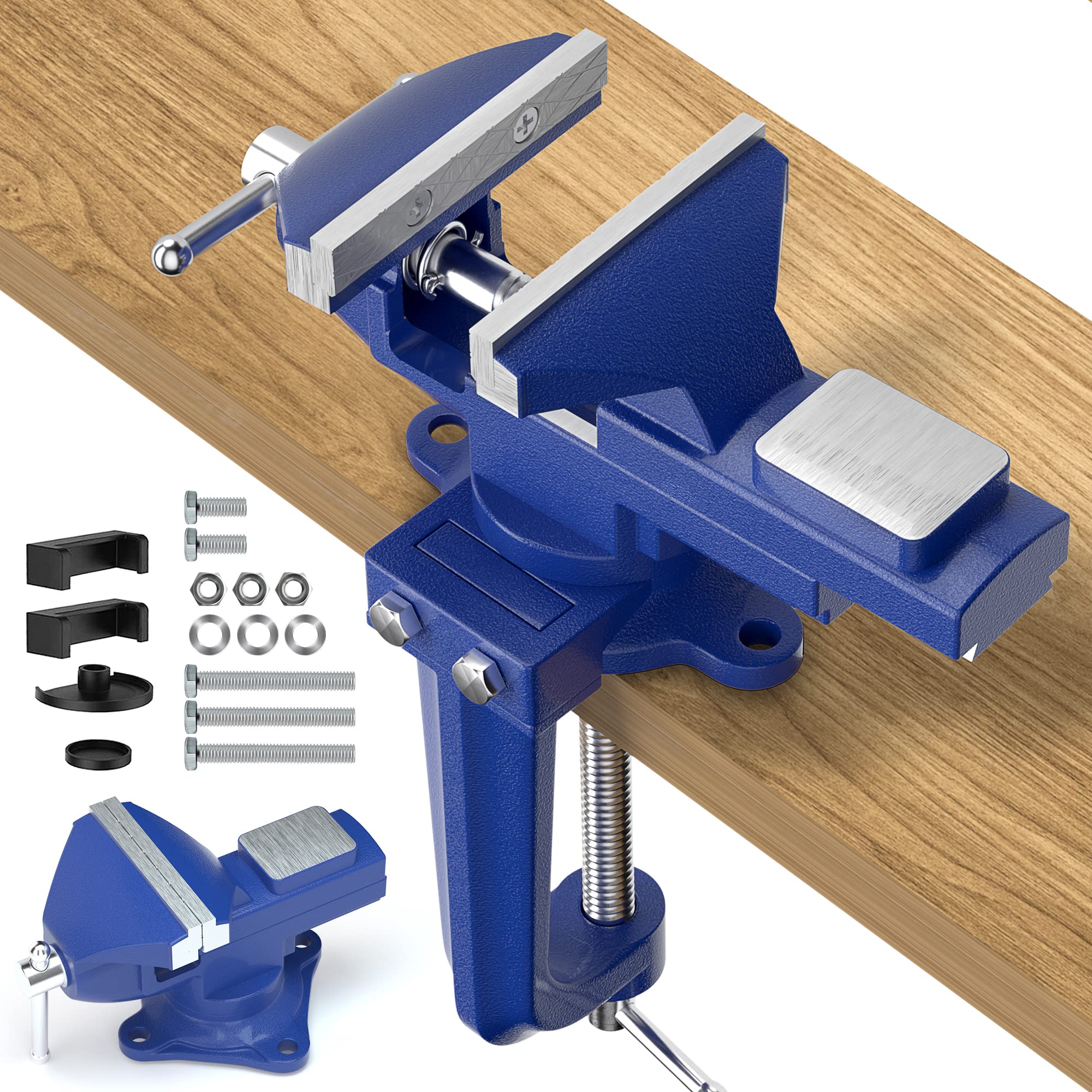 Shangyoyi 2in1 bench vise setup offers dual mounting options for versatile workbench use.