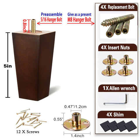 Shanjue chair feet 5-inch square brown prevent floor scratches