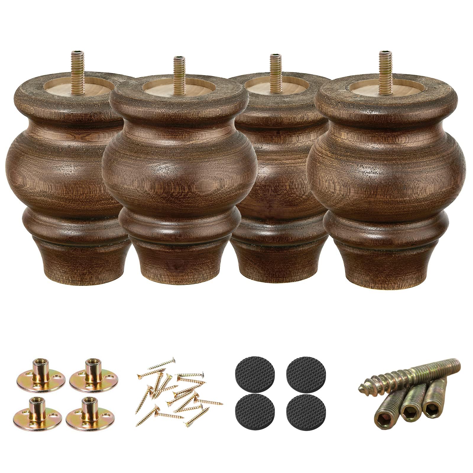 SHANJUE wood legs 3.5 inches provide sturdy sofa support with a rich espresso finish