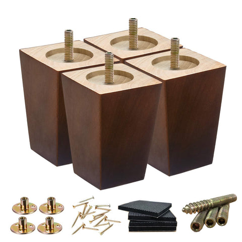 Shanjue 5-inch square brown wood furniture leg for sofa, sturdy support