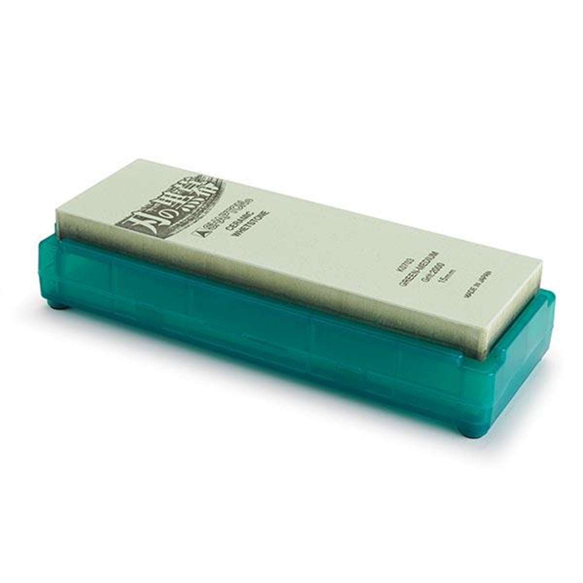 Shapton #2000 green ceramic water stone for smoothing scratches and preparing razor-ready edges.