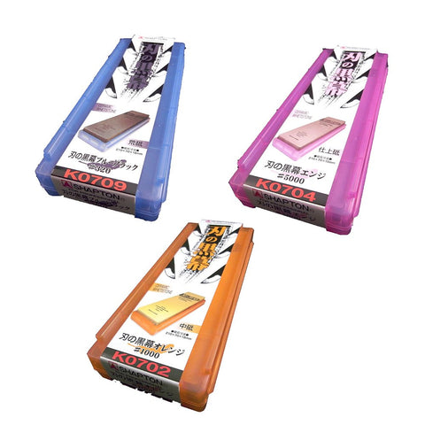 Shapton Ha No Kuromaku 320 grit whetstone close-up for initial edge sharpening.