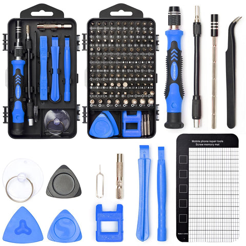 Sharden 122-in-1 screwdriver kit case blue, organized storage for quick repairs