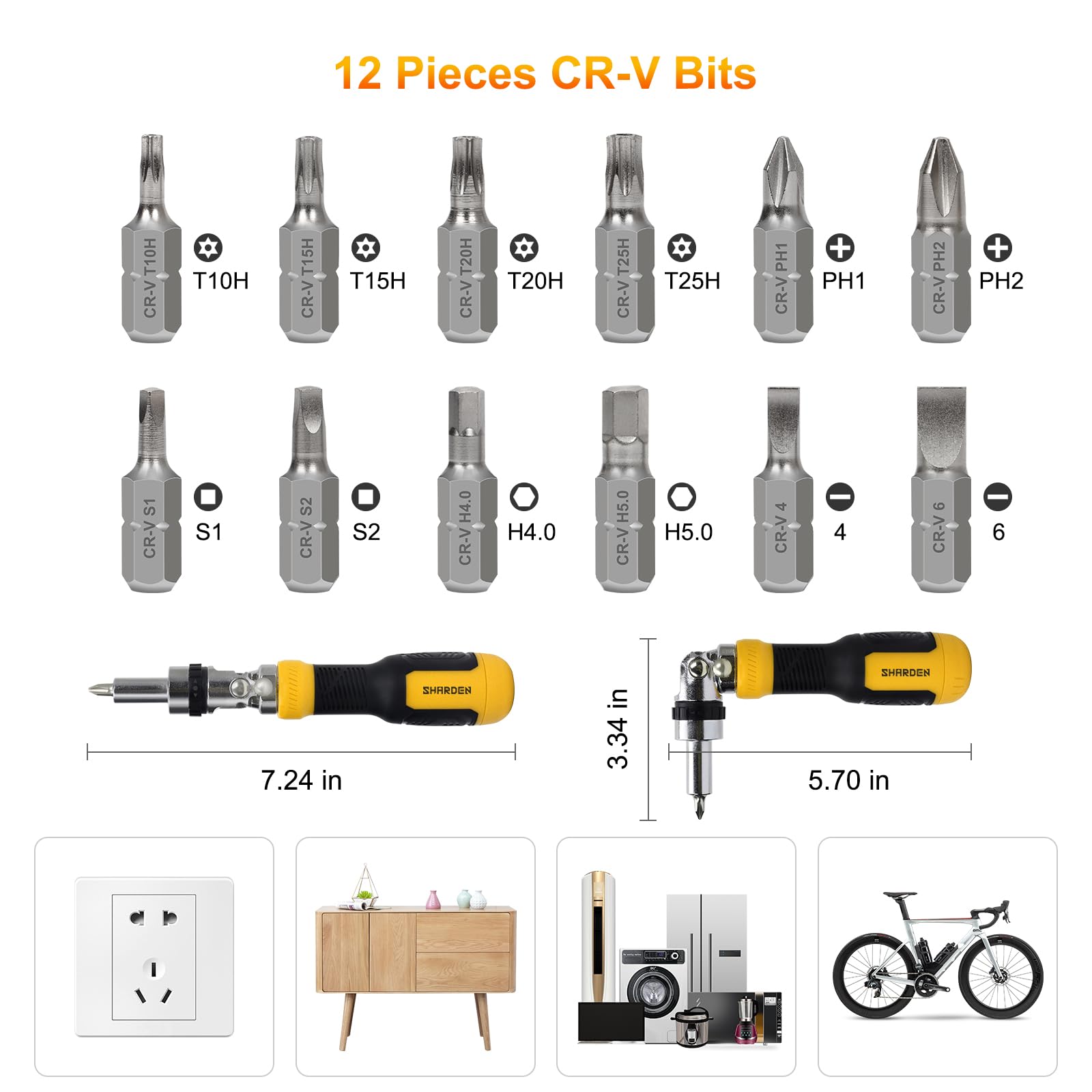 Sharden 13-in-1 tool with rotation button for adjustable angles.