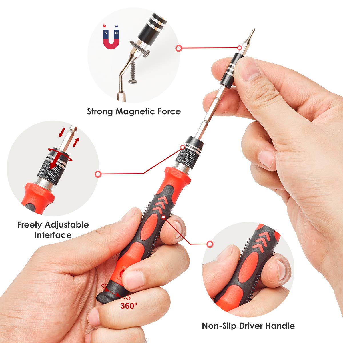 Sharden ergonomic non-slip handle provides comfortable grip during use.