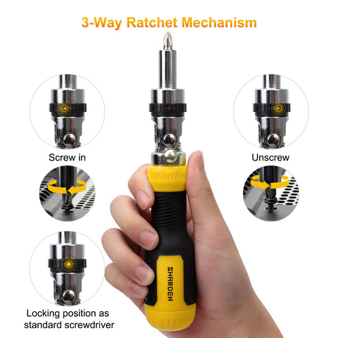 Sharden magnetic bit holder enables quick and secure bit changes.