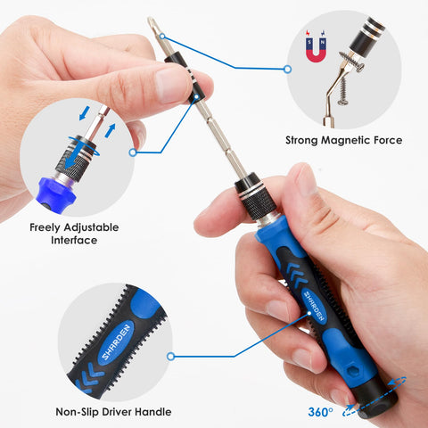 Sharden magnetic tips hold screws securely during work