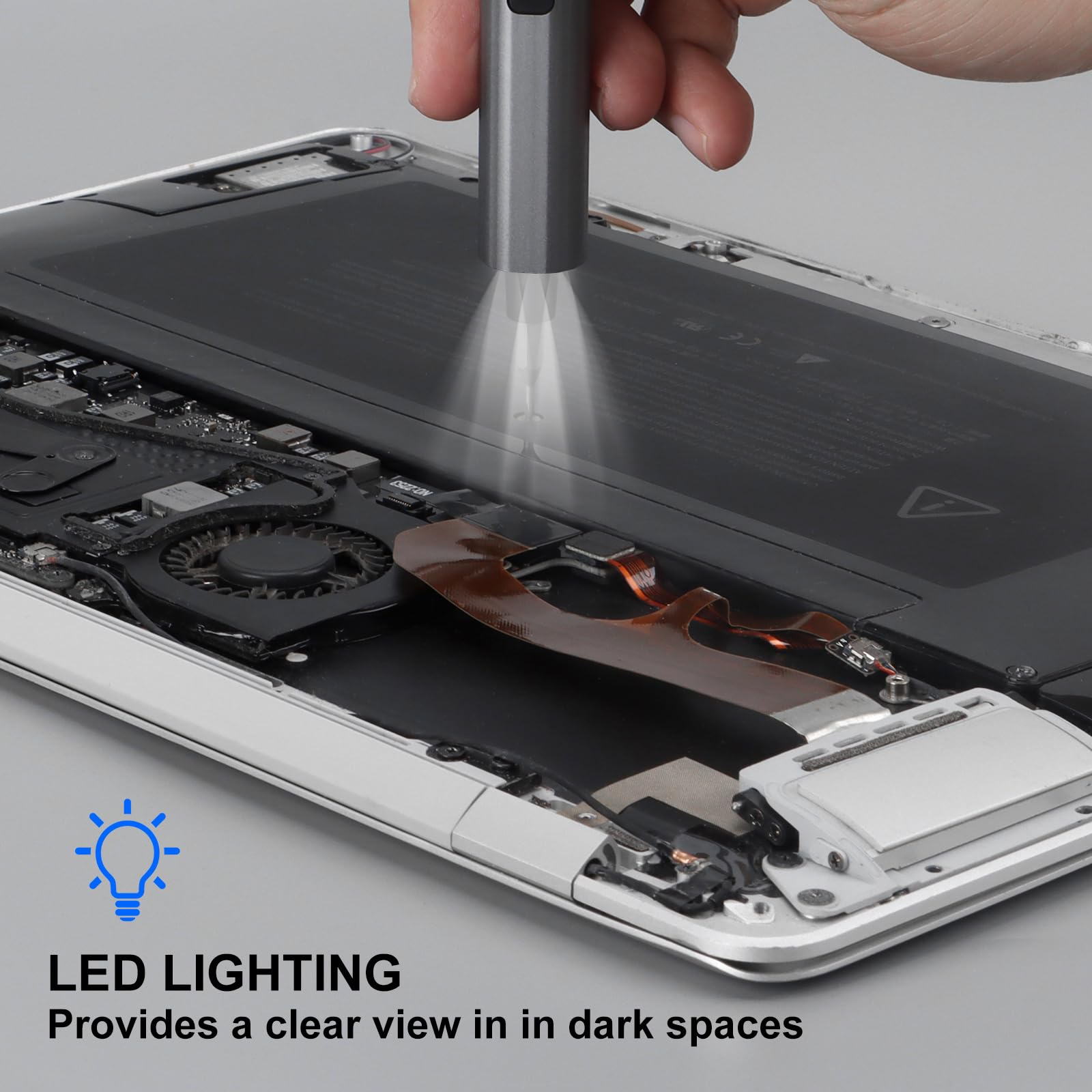 Sharden Mini Electric Screwdriver three LEDs illuminate the work area for precise screws.