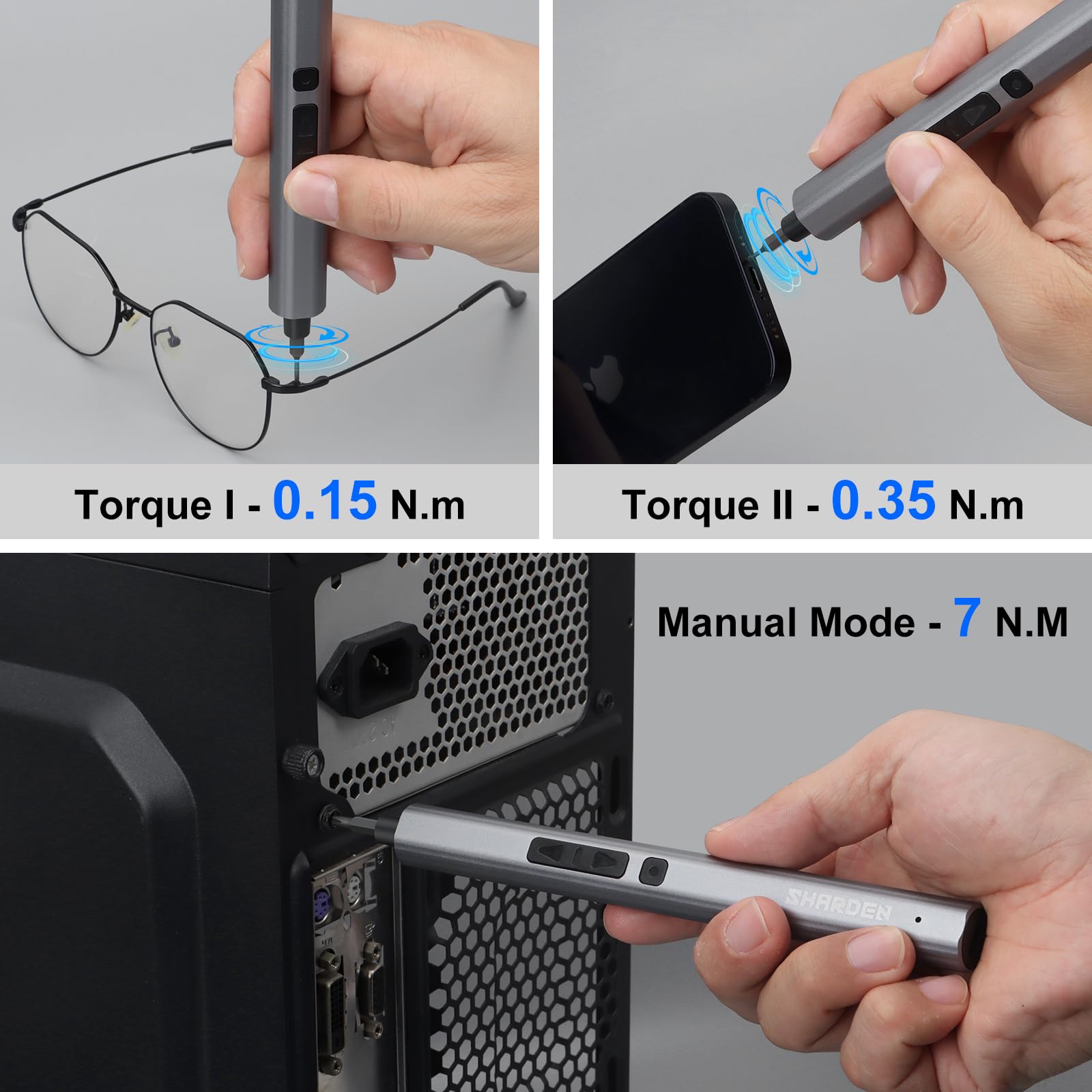 Sharden Mini Electric Screwdriver torque options offer flexibility from delicate to robust fasteners.