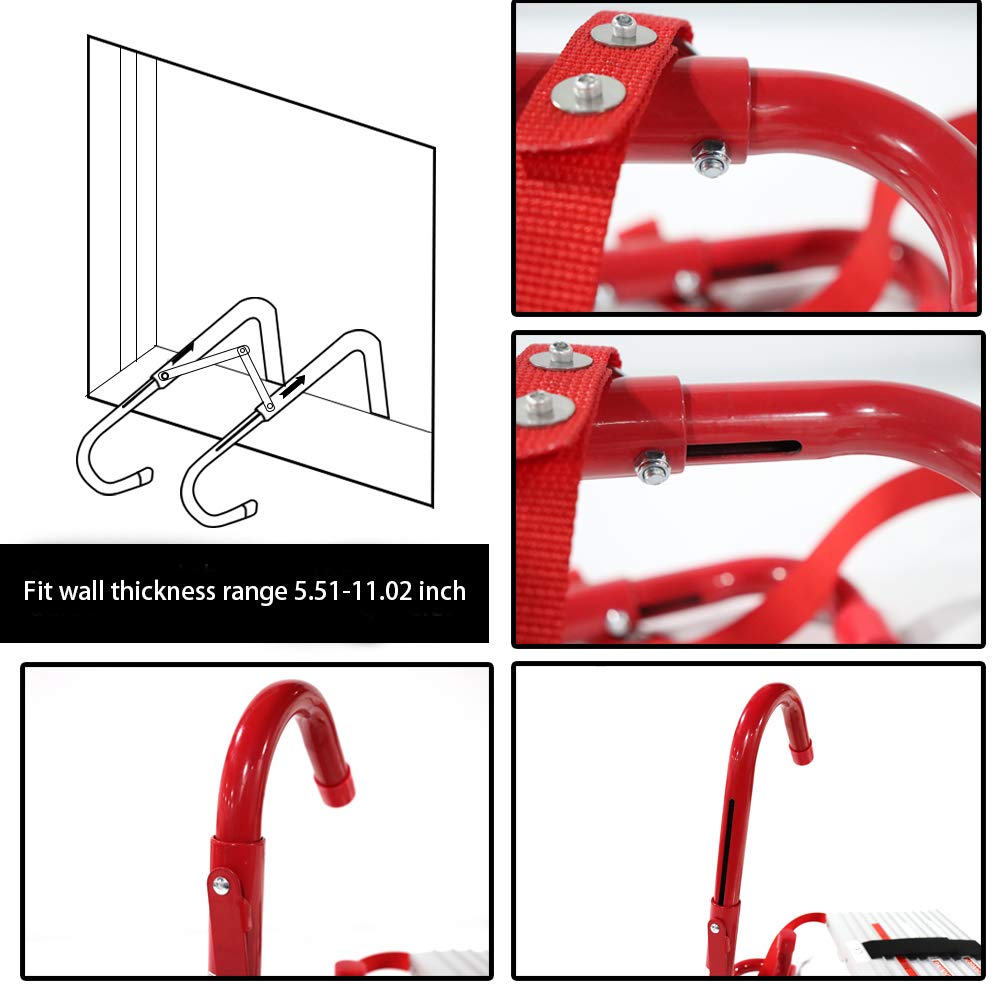 ShareWIN portable fire ladder easily clips to window frames securely.
