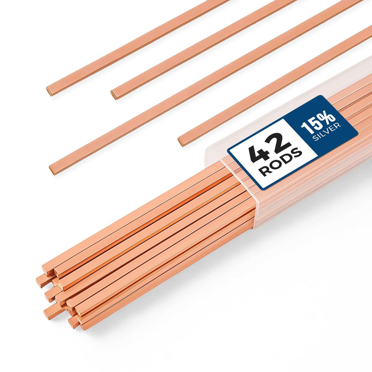 Shark Tears 42-piece BCuP-5 brazing rods pack for reliable HVAC repairs and refrigeration work.