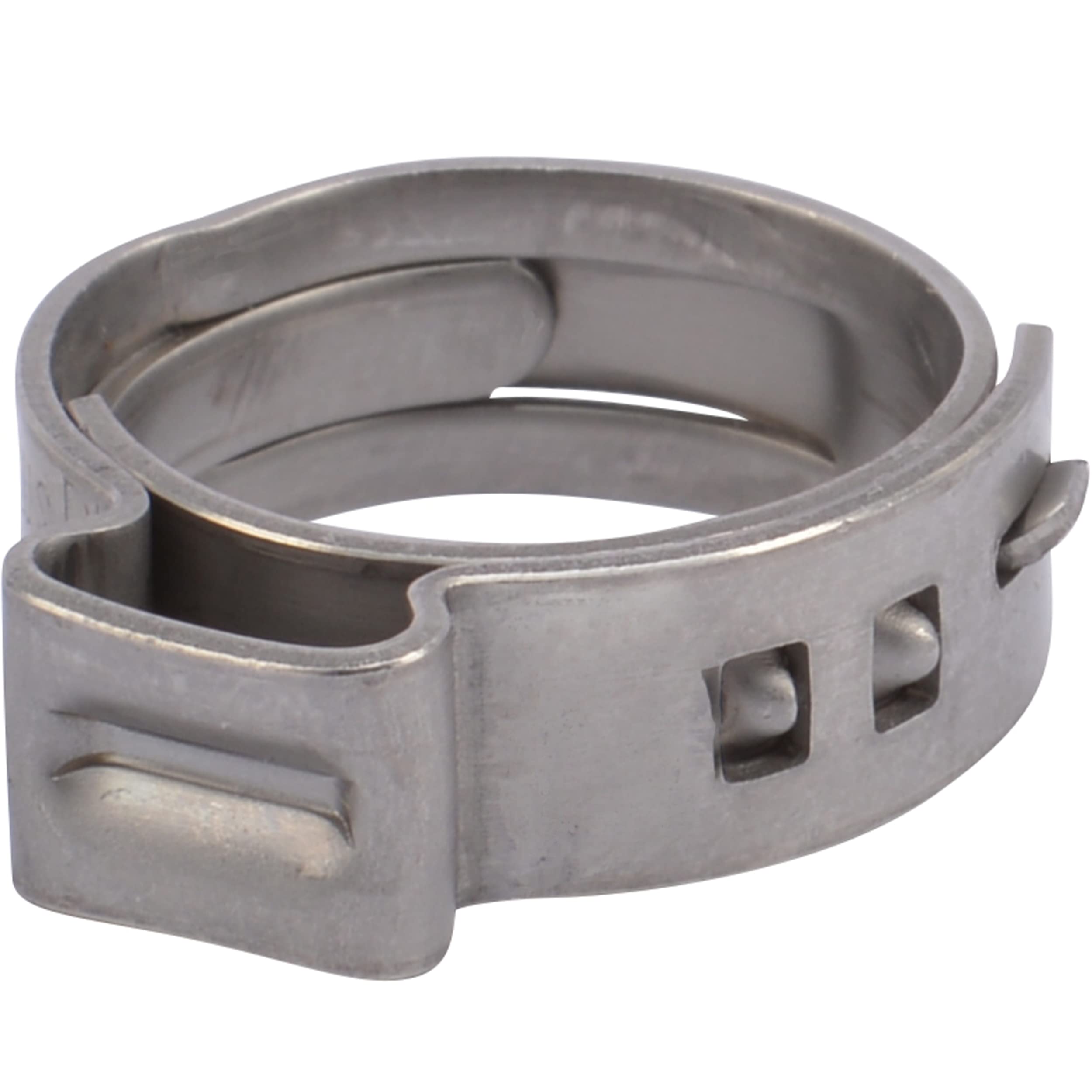 SharkBite half-inch clamp ring over PEX pipe for secure, cost-efficient connections.