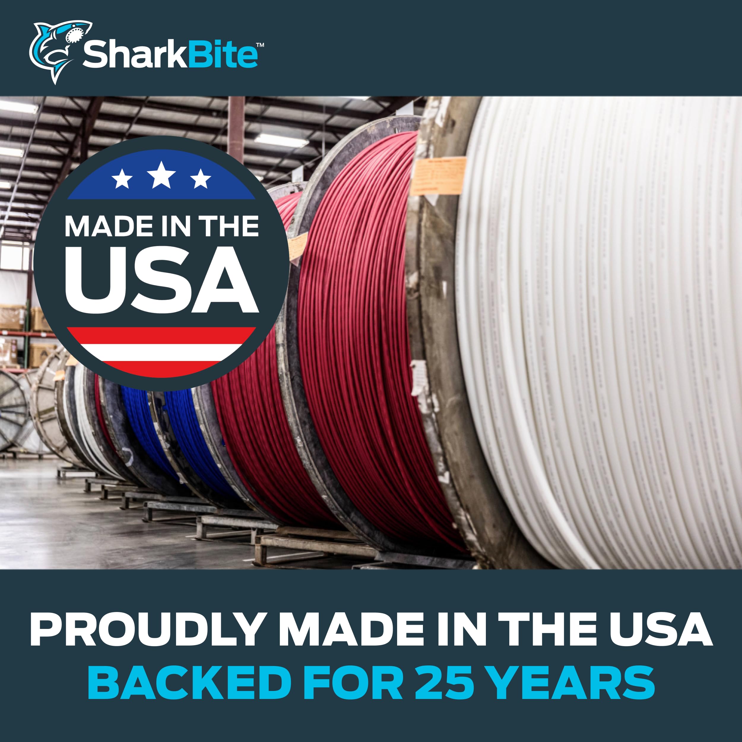 SharkBite blue PEX tubing suitable for burial and underground use