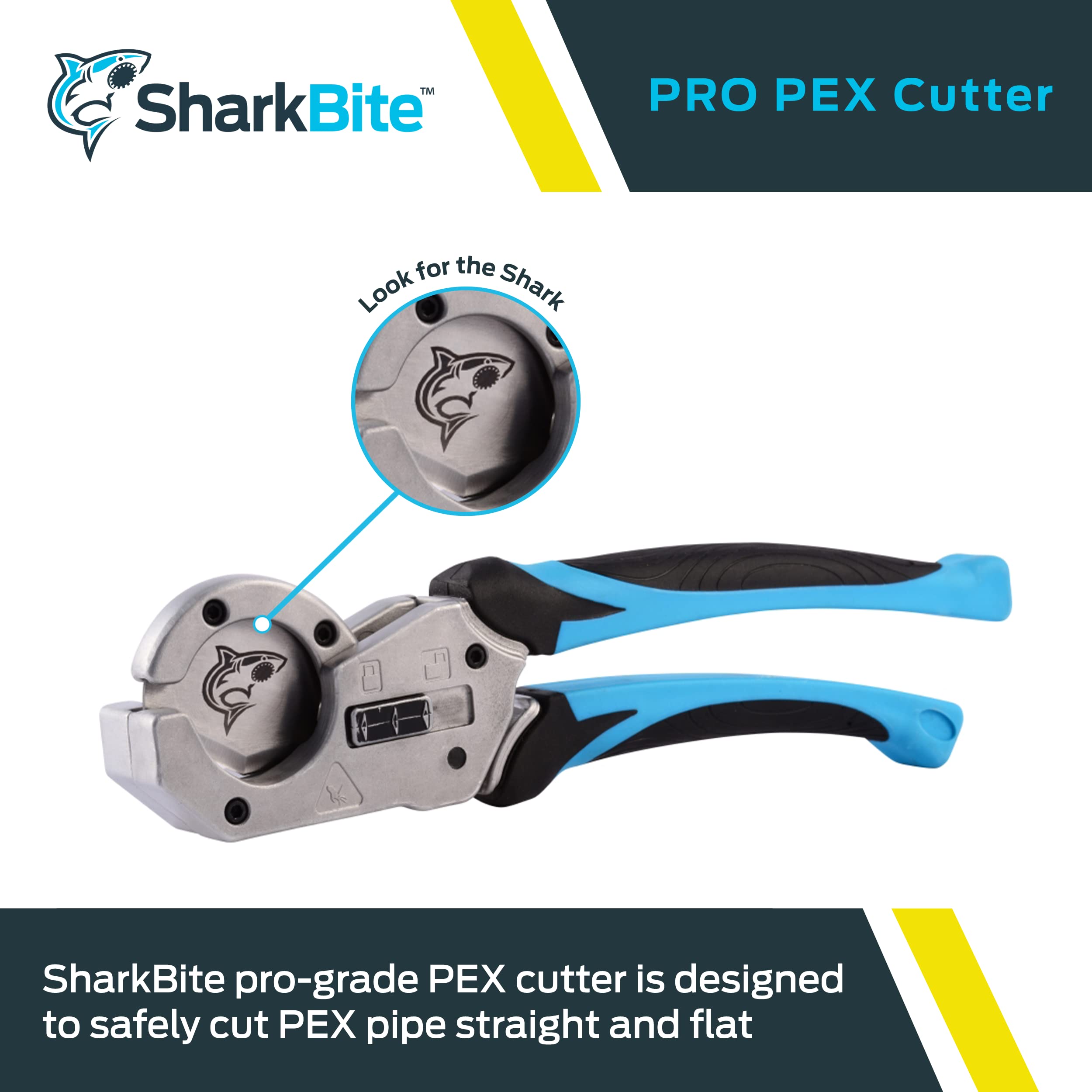 SharkBite PEX Cutter close-up of the V-shaped blade for precise cuts.