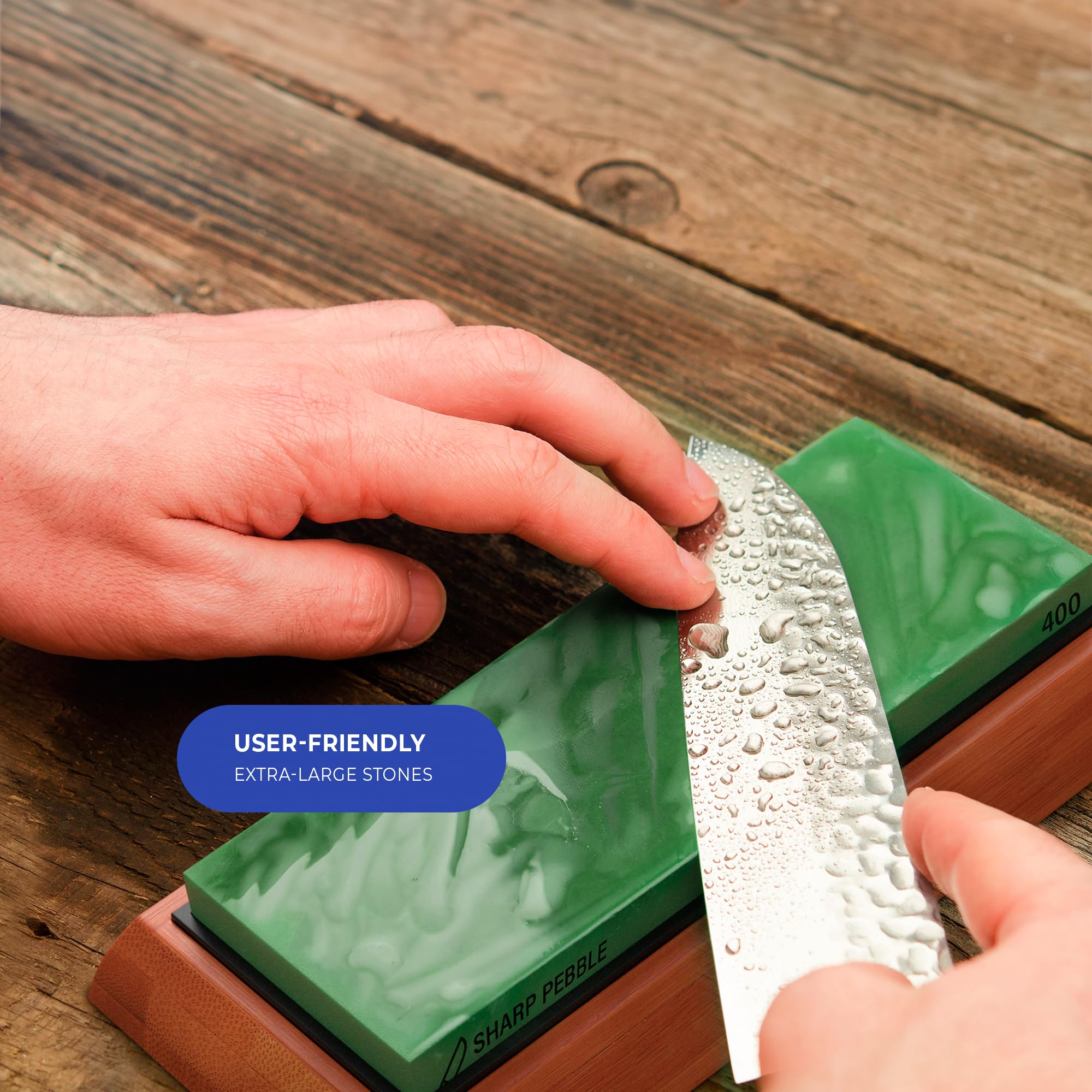 Sharp Pebble complete sharpening kit delivers three grits for varied dull edges.