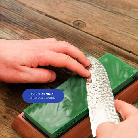 Sharp Pebble complete sharpening kit delivers three grits for varied dull edges.