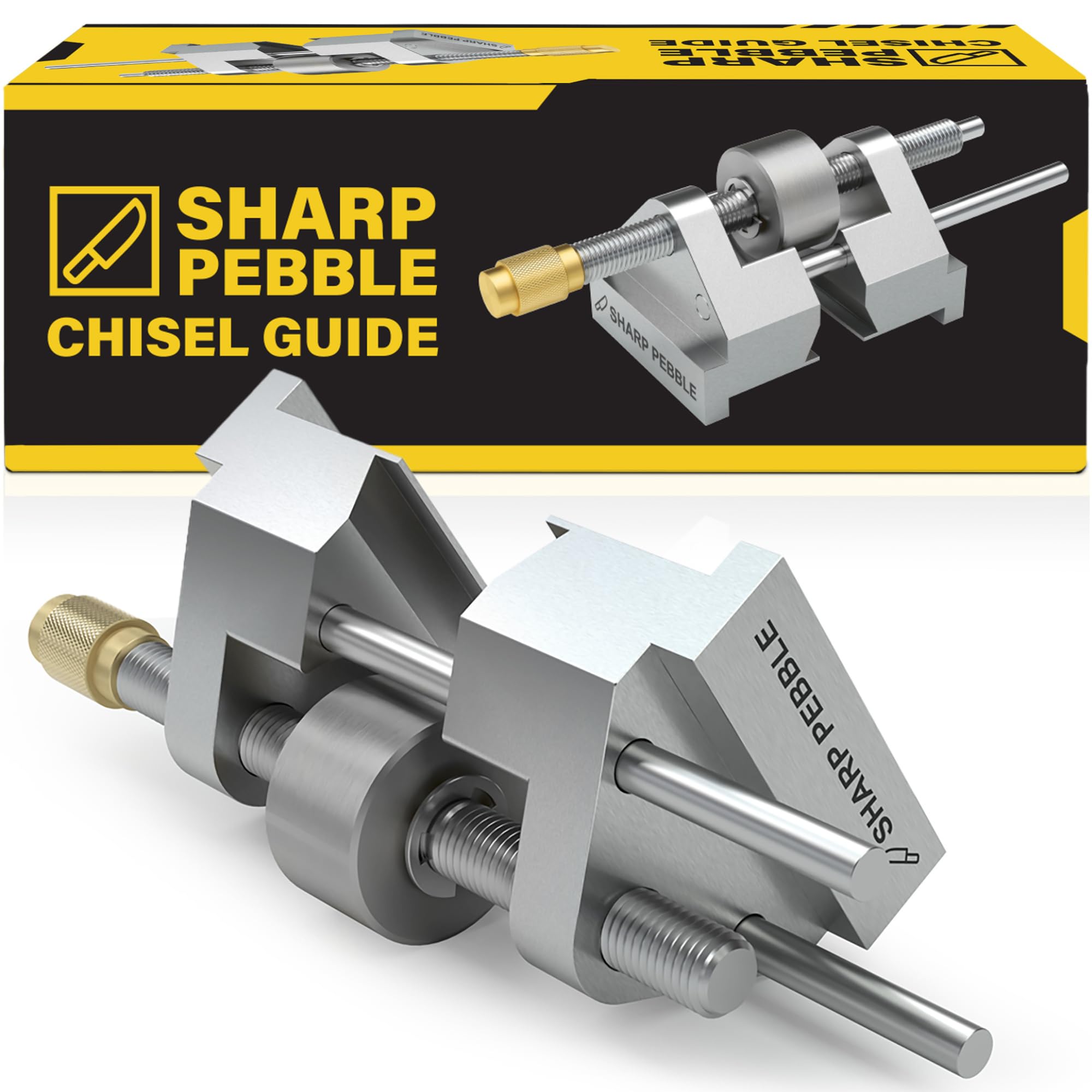 Sharp Pebble honing guide demonstrates chisel angle adjustment for precise edge