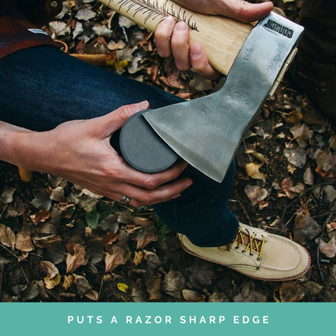 Compact bamboo box stores the Sharp Pebble puck neatly