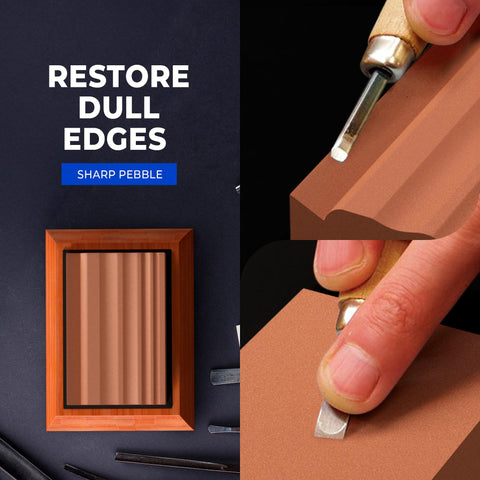 Sharp Pebble wood carving tools sharpening stone helps chisels reach precise angles.