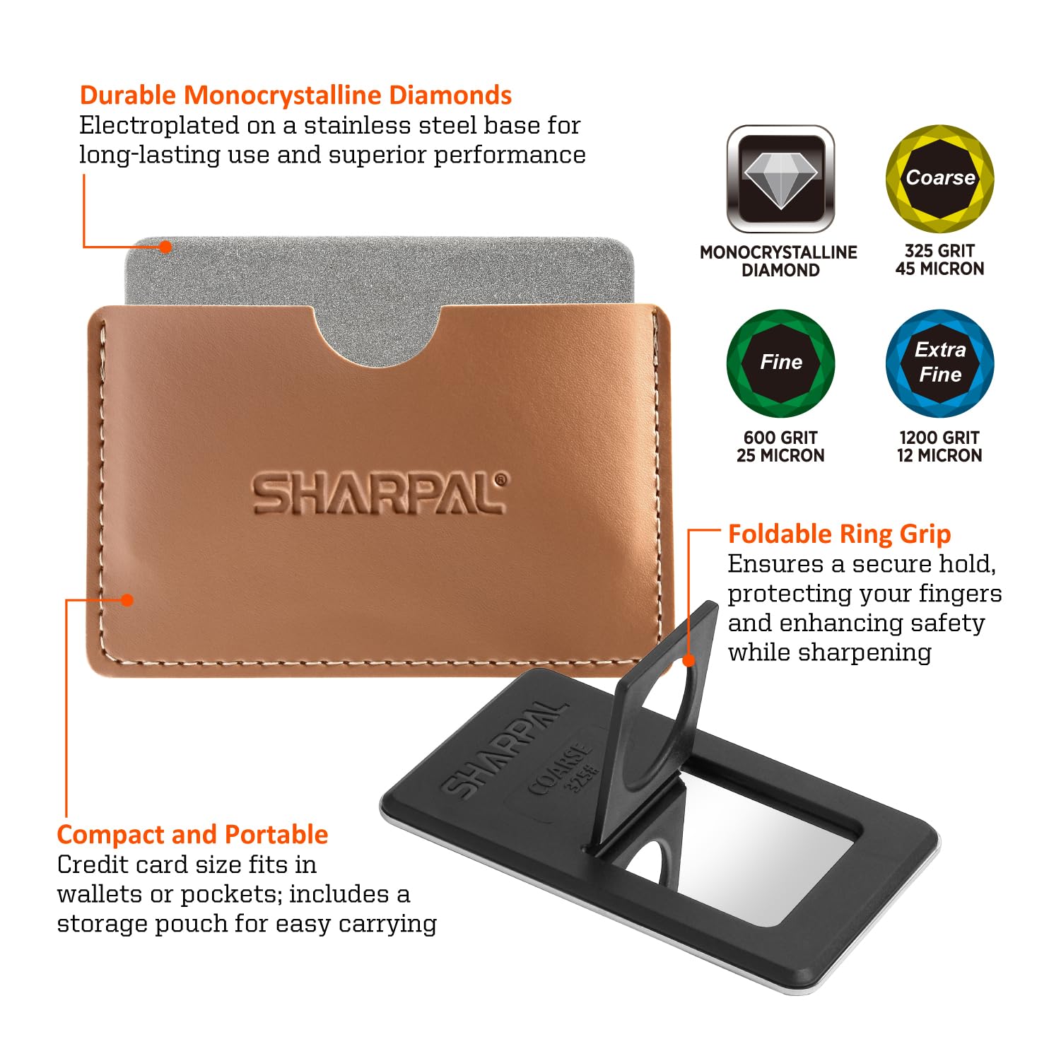 SHARPAL 116N ring grip detail offers safer, more comfortable sharpening.