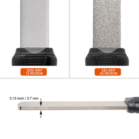 Sharpal 121N ergonomic grip with 20-degree guide for comfortable sharpening.