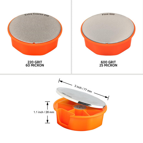 SHARPAL 216N dual-grit sharpening stone showing stainless steel base durability.