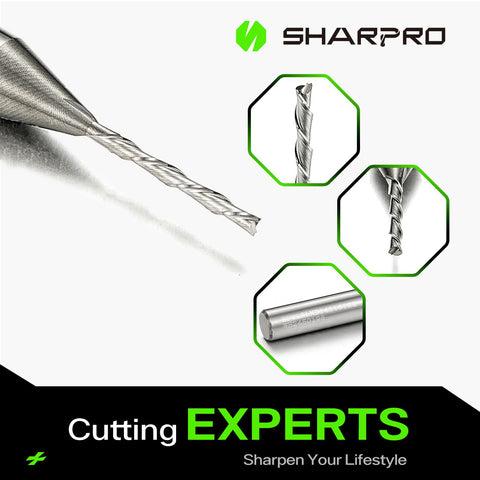 SHARPRO 1/4 shank router bit with sturdy body designed for high-speed cutting.