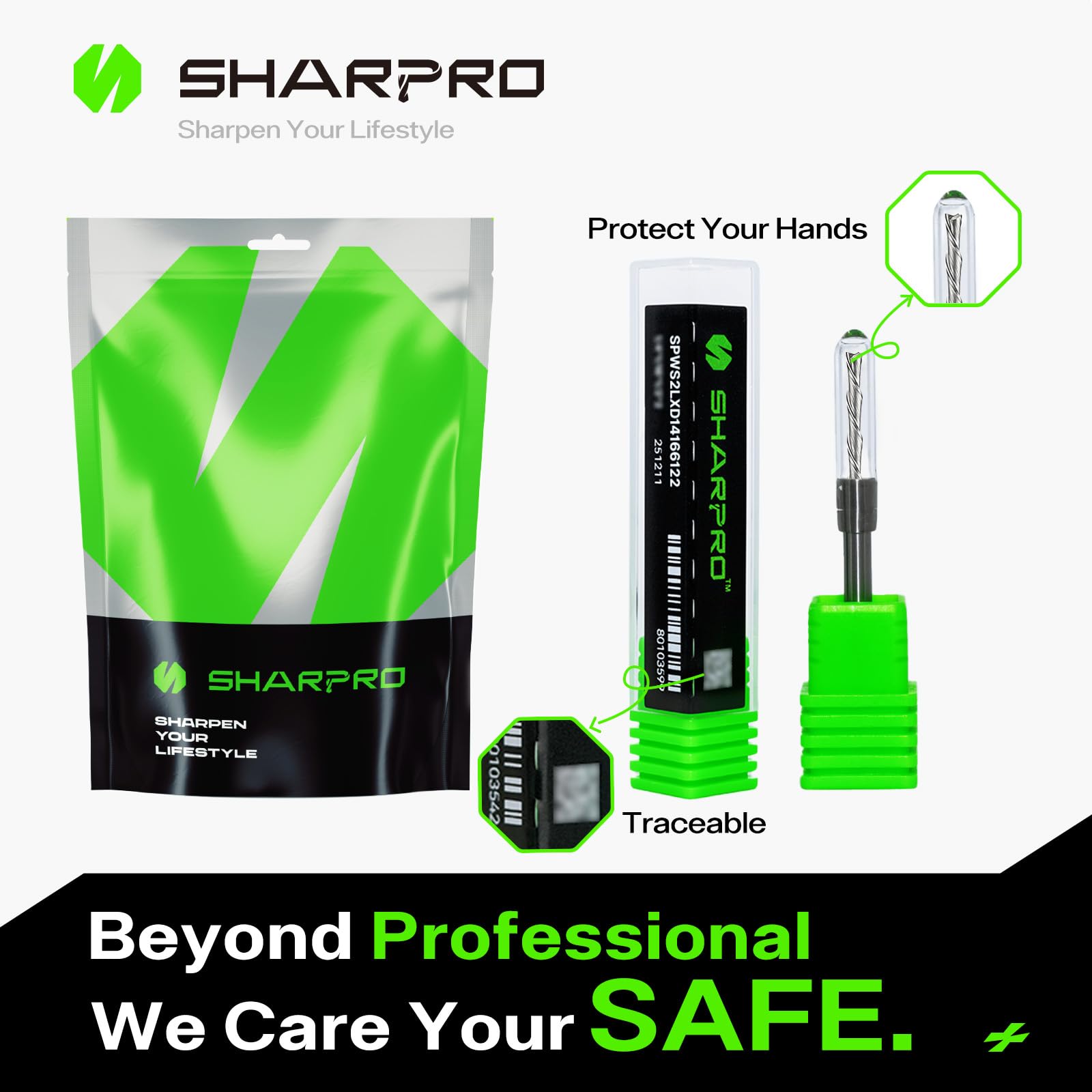 SHARPRO downcut router bit demonstrated for mortising and engraving tasks.