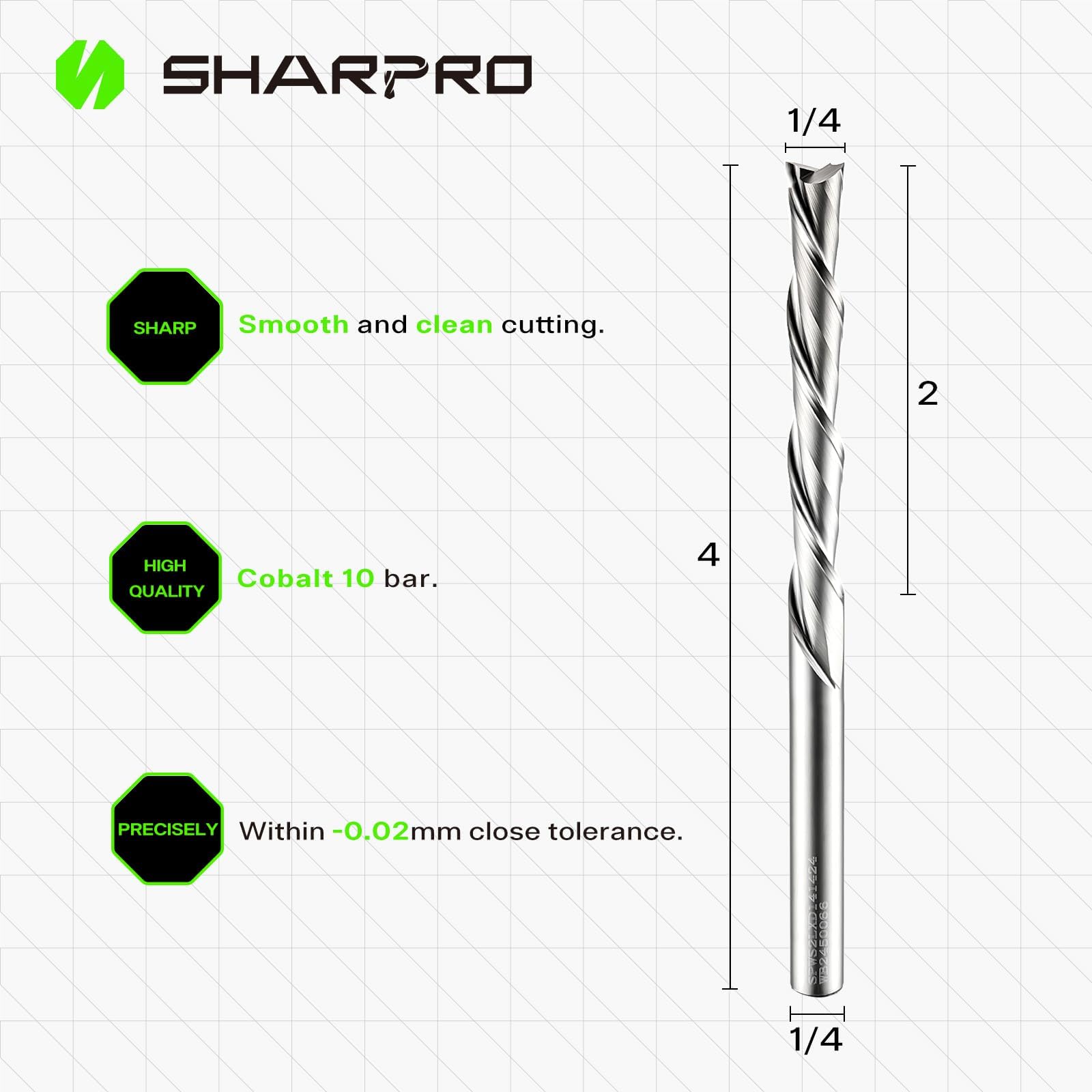SHARPRO solid carbide 1/4 shank bit shown in protective case for safe transport.