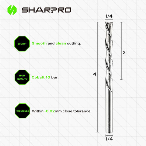 SHARPRO solid carbide 1/4 shank bit shown in protective case for safe transport.