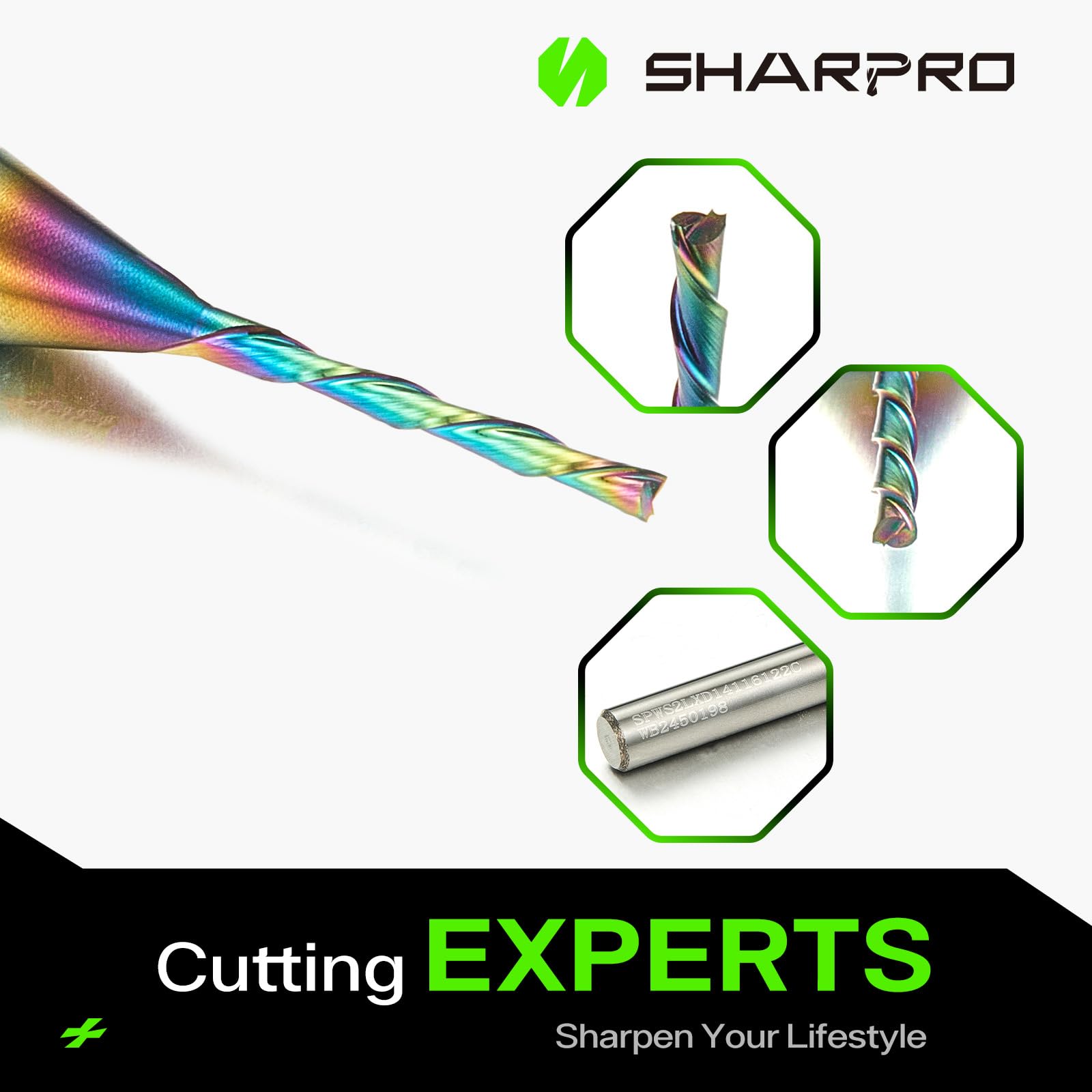 SHARPRO carbide end mill suitable for engraving on wood and acrylic