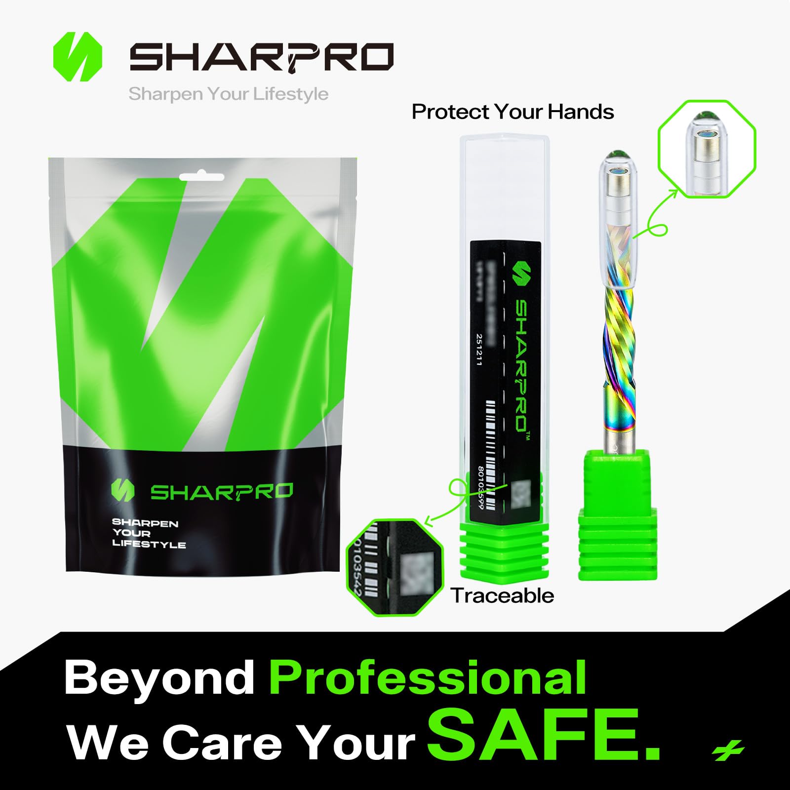 SHARPRO dual-bearing system minimizes deflection for smoother edge profiling.