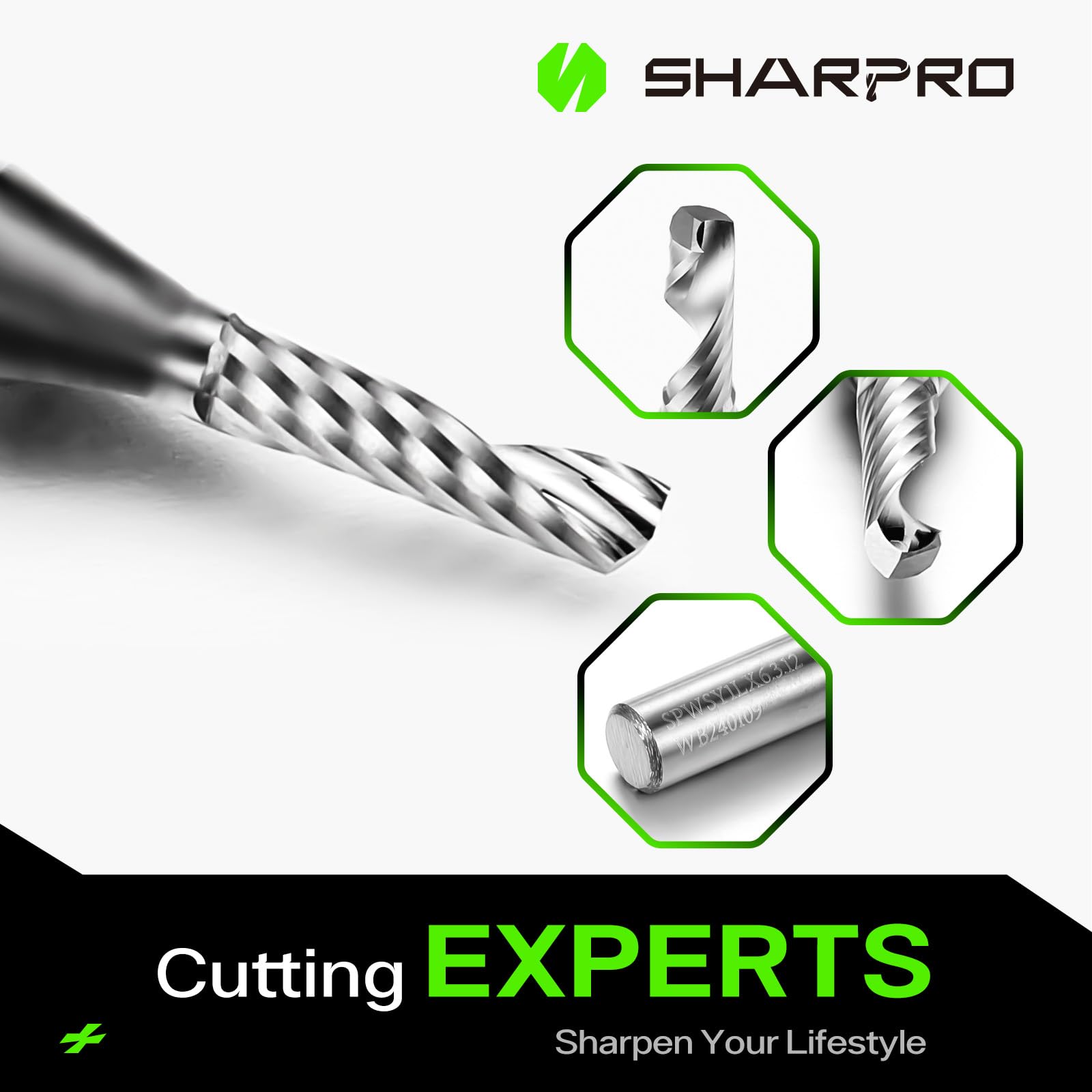 Packaging image highlighting SHARPRO quality control and serial codes