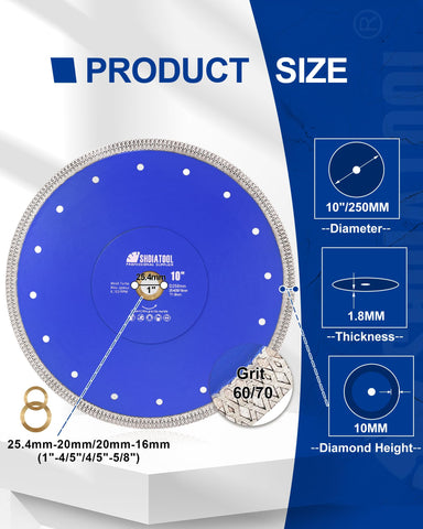 SHDIATOOL 10-inch diamond blade cutting ceramic tiles smoothly