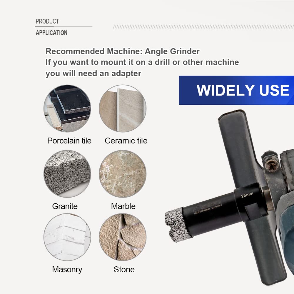 SHDIATOOL 35mm core bit drilling brick and stone masonry.