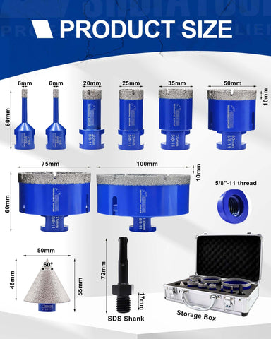 SHDIATOOL diamond tile drill bit 20mm for fast, smooth drilling in stone surfaces.