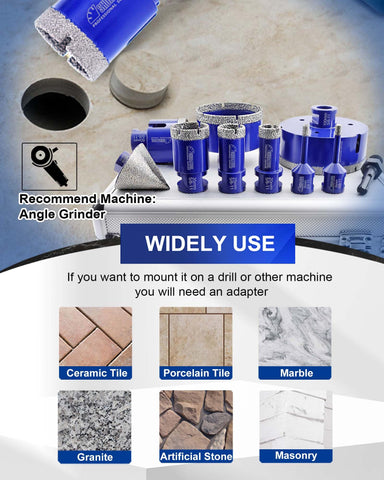 SHDIATOOL diamond tile drill set 35mm for larger tile openings in granite or marble.