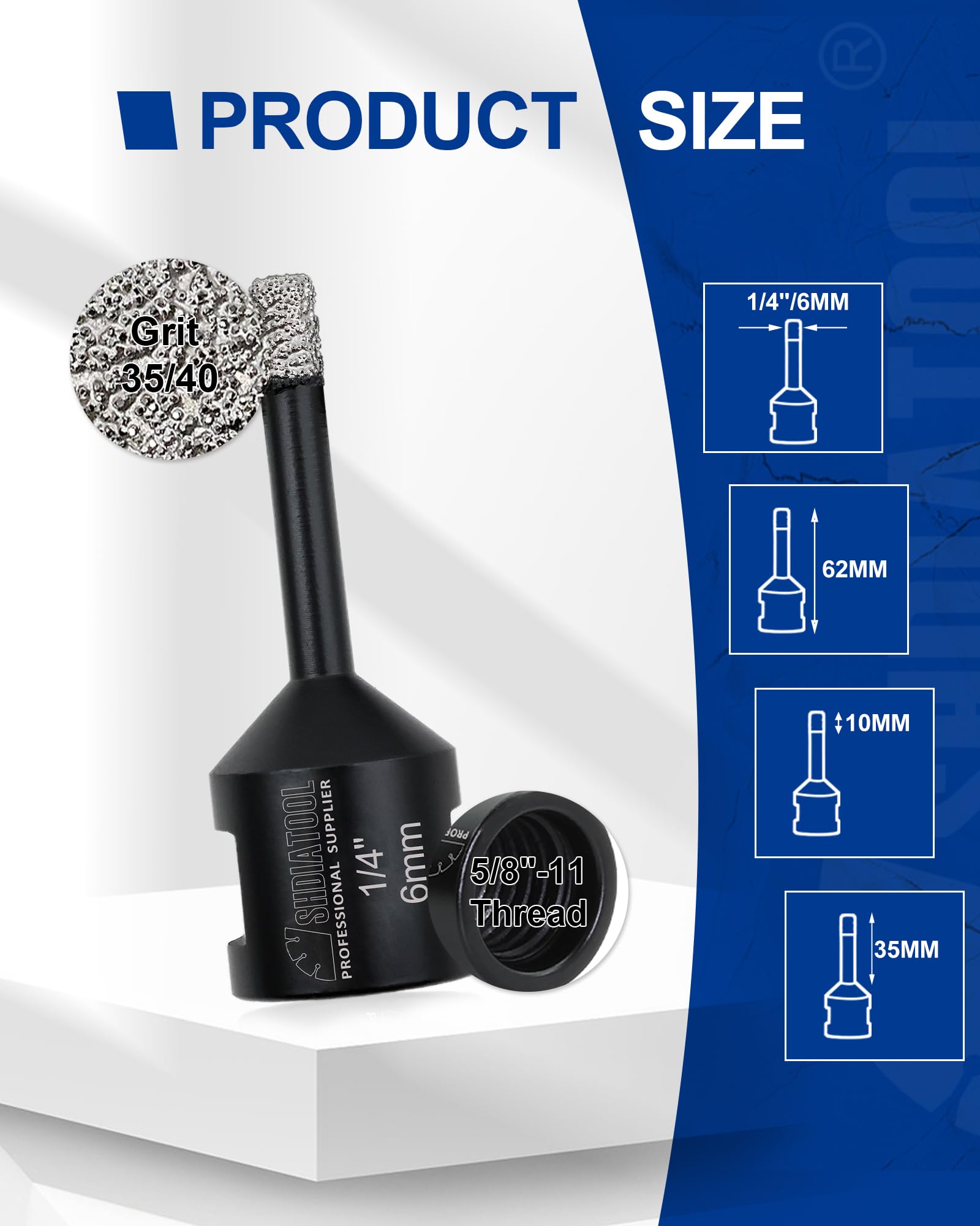 SHDIATOOL 6 mm diamond drill for marble and brick surfaces