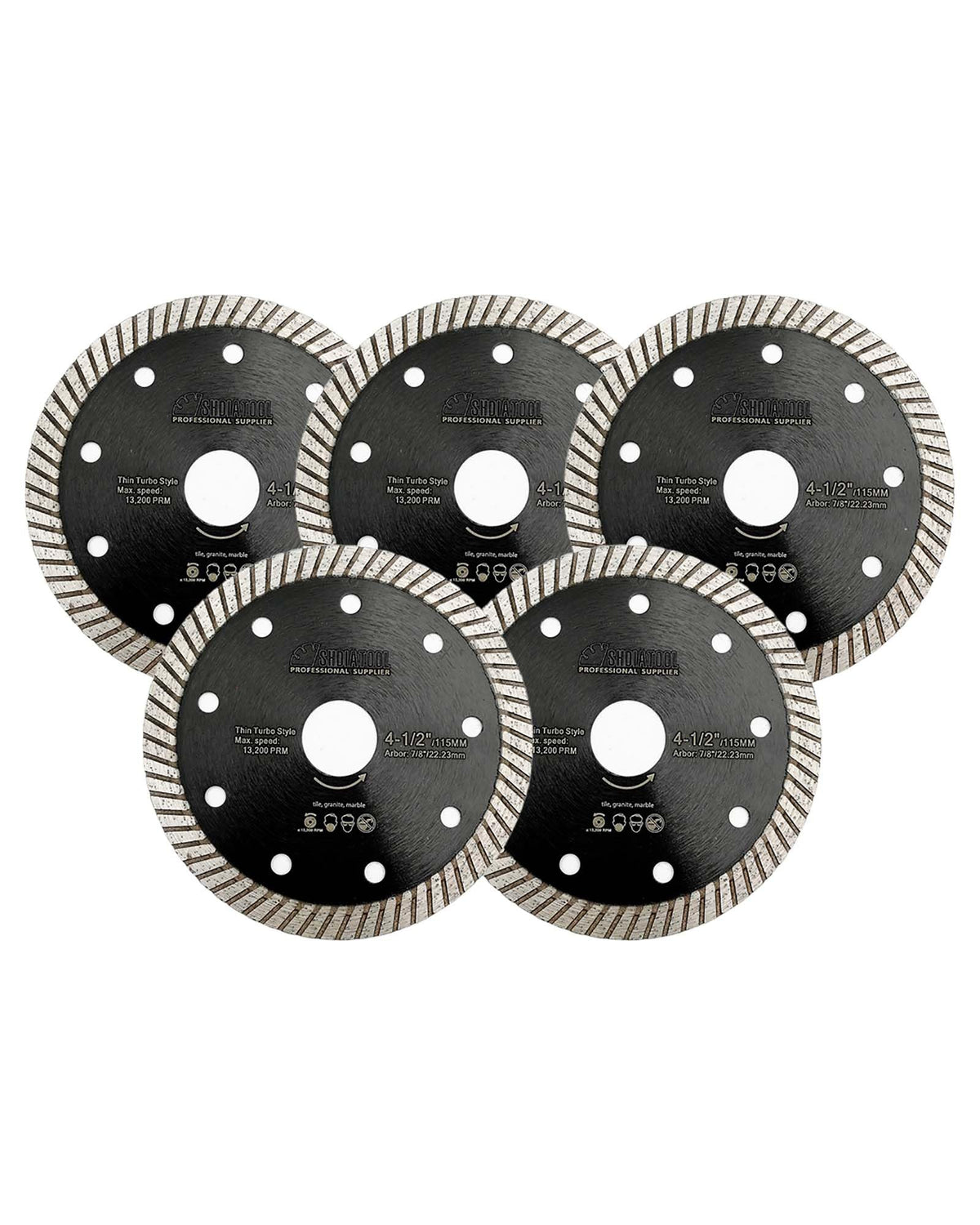 SHDIATOOL porcelain cutting with 115mm diamond turbo blade for clean, precise results.