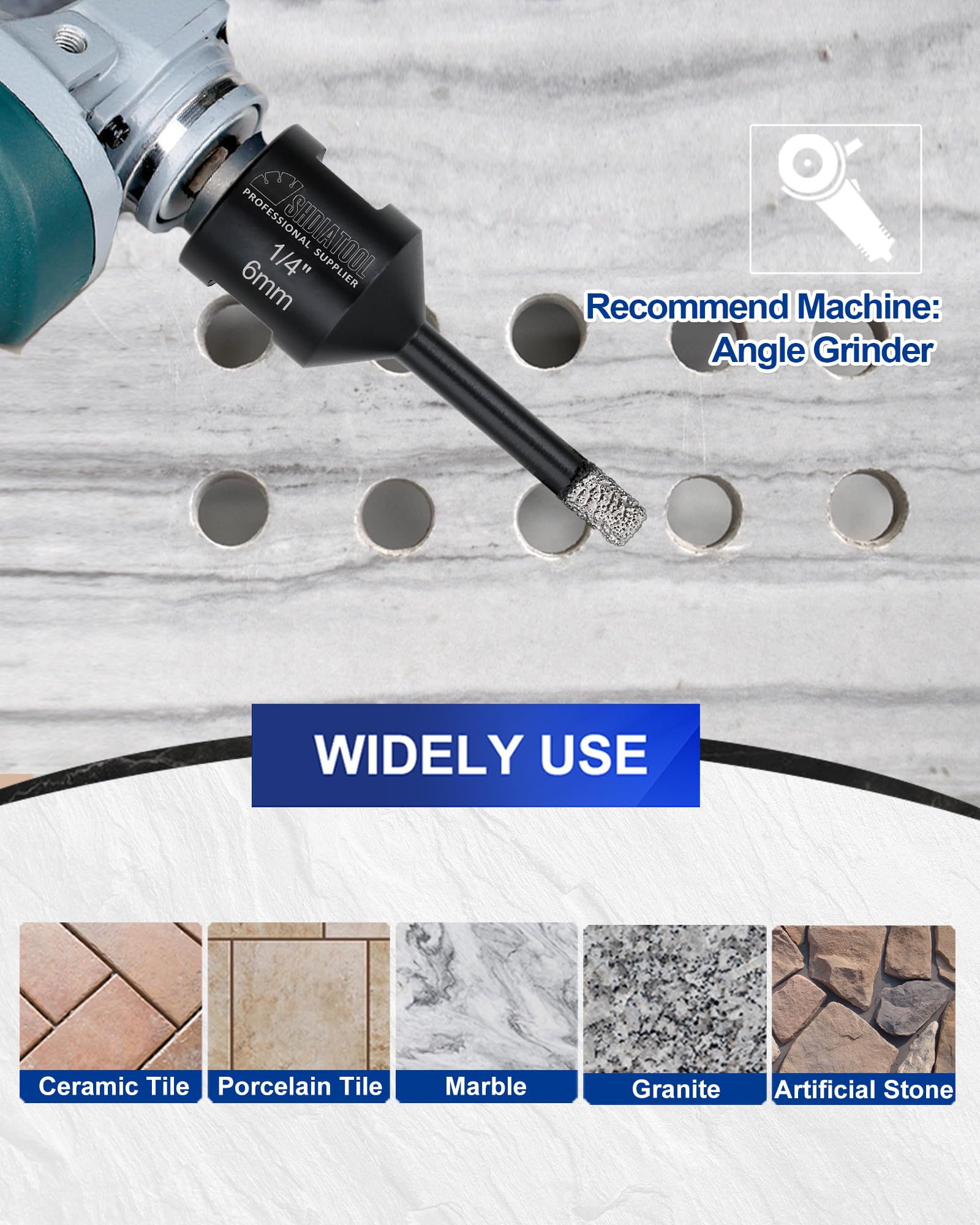 SHDIATOOL vacuum brazed edge for smooth tile drilling