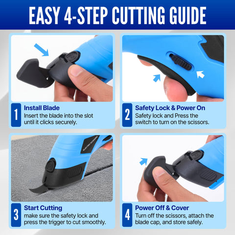 Shearva cordless electric scissors cutting cardboard for clean, precise box openings