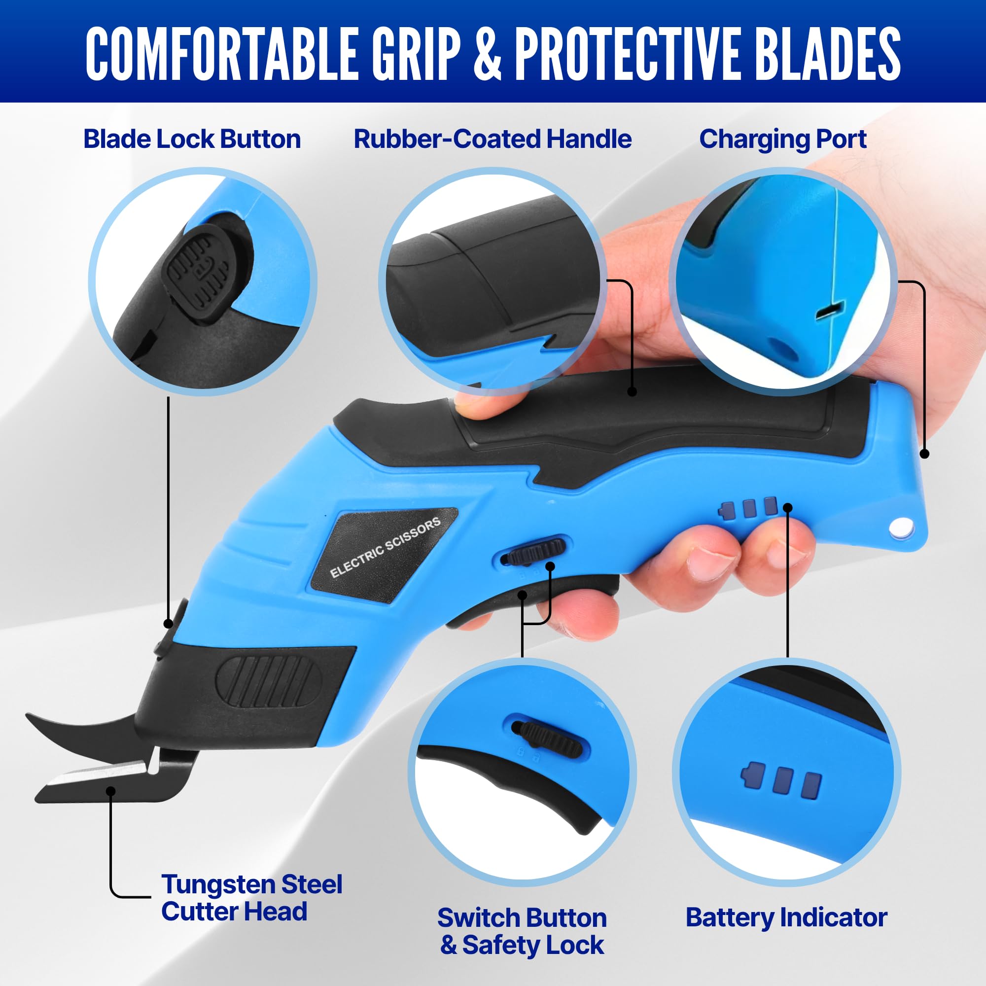 Shearva cordless electric scissors cutting carpet for quick material shaping