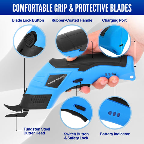 Shearva cordless electric scissors cutting carpet for quick material shaping