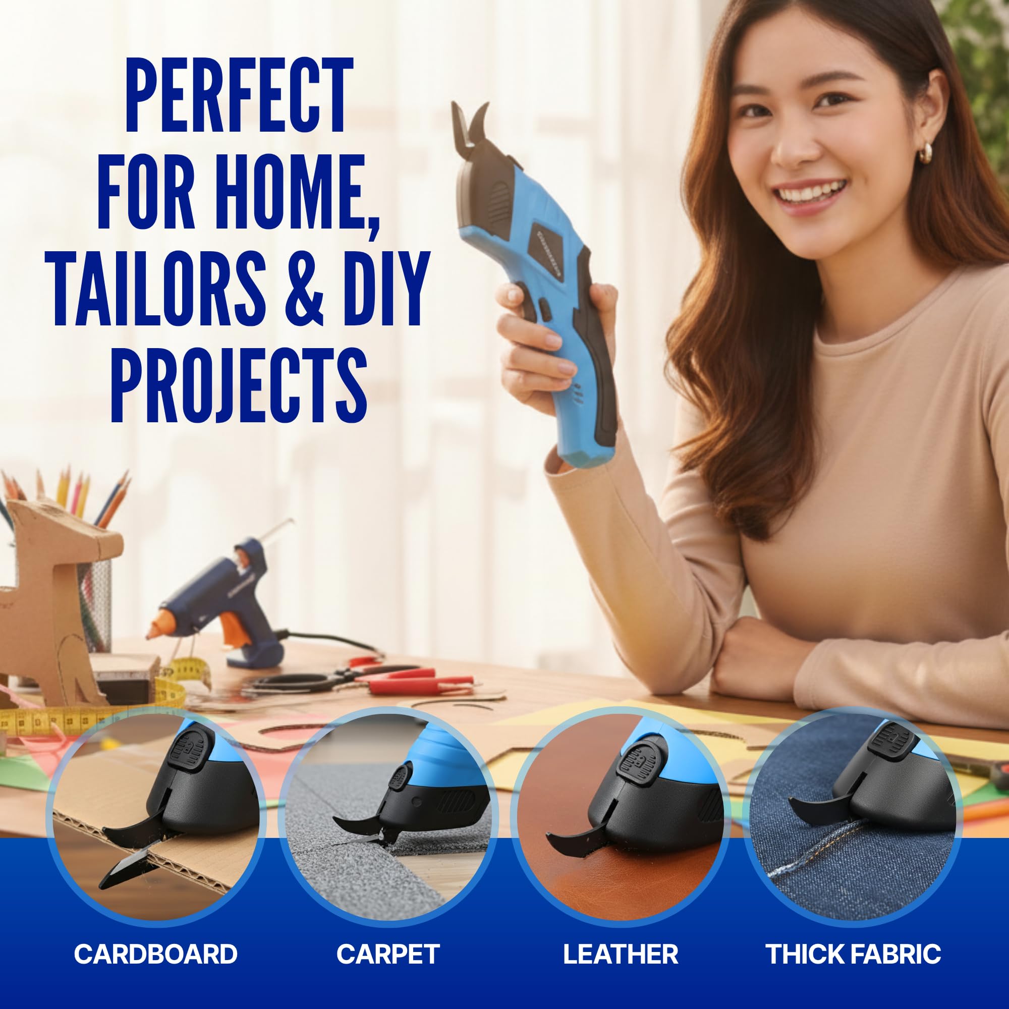 Shearva cordless electric scissors ergonomic grip shown for comfortable control